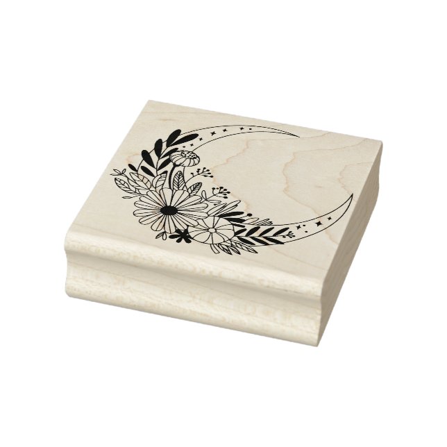 Create Your Own Celestial Crescent Moon Flowers Rubber Stamp (Stamp)