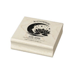 Create Your Own Celestial Crescent Moon Man Lotus Rubber Stamp