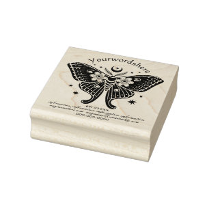Create Your Own Celestial Floral Moth Totem Rubber Stamp