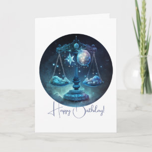 Create Your Own Celestial Libra Zodiac Holiday Card