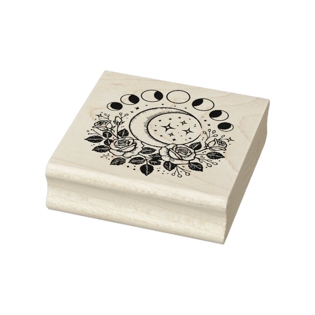 Create Your Own Celestial Moon Phases Roses Rubber Stamp (Stamp)