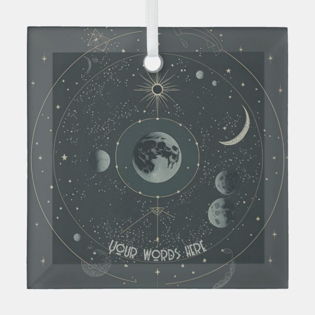Create Your Own Celestial Moons Glass Ornament (Front)