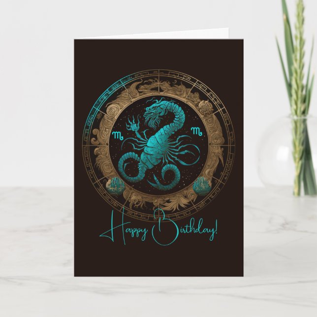 Create Your Own Celestial Scorpio Zodiac Holiday Card (Front)