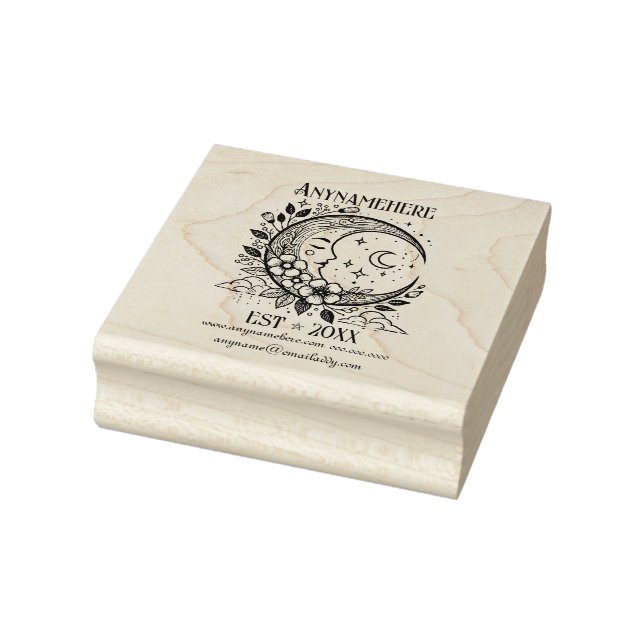 Create Your Own Celestial Sleeping Moon Floral Rubber Stamp (Stamp)