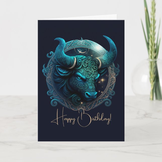 Create Your Own Celestial Taurus Zodiac Holiday Card (Front)