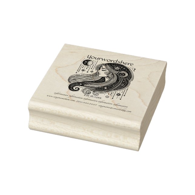 Create Your Own Celestial Witch Goddess Wavy Hair Rubber Stamp (Stamp)