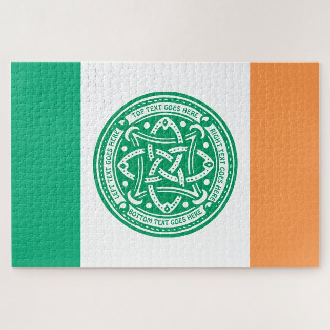 Create Your Own Celtic Knot Shamrock Green Irish Jigsaw Puzzle (Horizontal)