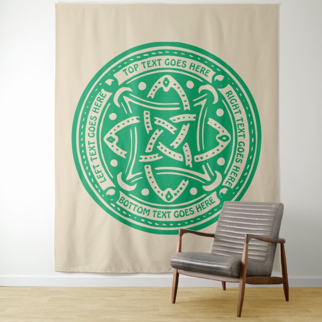 Create Your Own Celtic Knot Shamrock Green Irish Tapestry (In Situ)