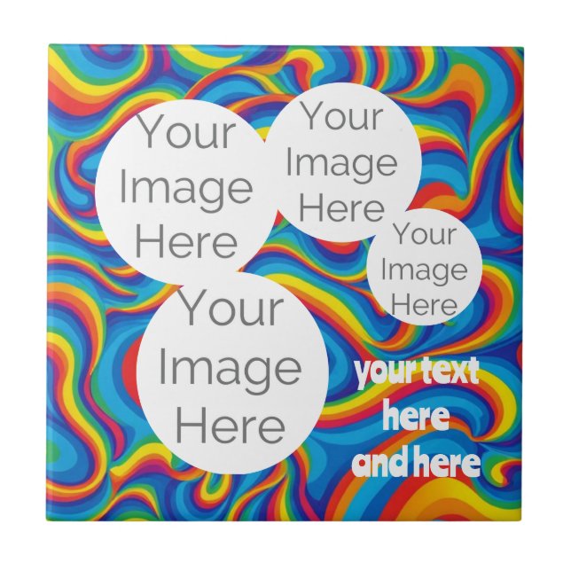create your own Ceramic Tile with photos rainbows  (Front)