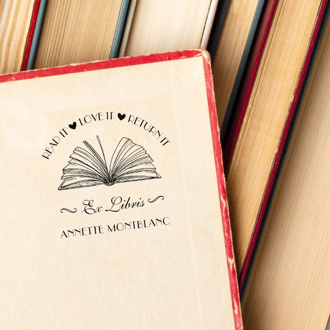 Create Your Own Chic Custom Name Ex Libris Book Rubber Stamp (Creator Uploaded)