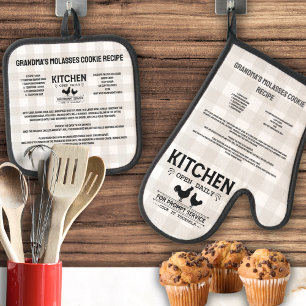  Create your own Chicken Rooster Farmhouse Recipe  Oven Mitt & Pot Holder Set