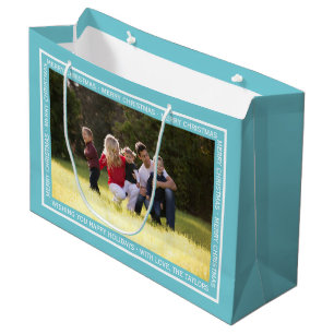 Create your own Christmas aqua blue gift bag! Large Gift Bag
