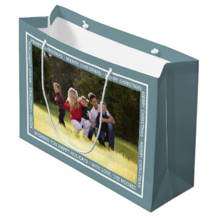 Create your own Christmas dusty blue gift bag! Large Gift Bag