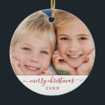 Create Your Own Christmas Family Photo Template Ceramic Ornament<br><div class="desc">Create Your Own Christmas Family Photo Template Ornament with your family name and picture makes a perfect Personalized Christmas Gift. This modern and elegant red and white family photo Christmas ornament makes a great gift for a grandma,  grandpa,  mom or dad.</div>