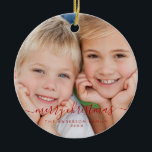 Create Your Own Christmas Family Photo Template Ceramic Ornament<br><div class="desc">Create Your Own Christmas Family Photo Template Ornament with your family name and picture makes a perfect Personalized Christmas Gift. This modern and elegant red and white family photo Christmas ornament makes a great gift for a grandma,  grandpa,  mom or dad.</div>