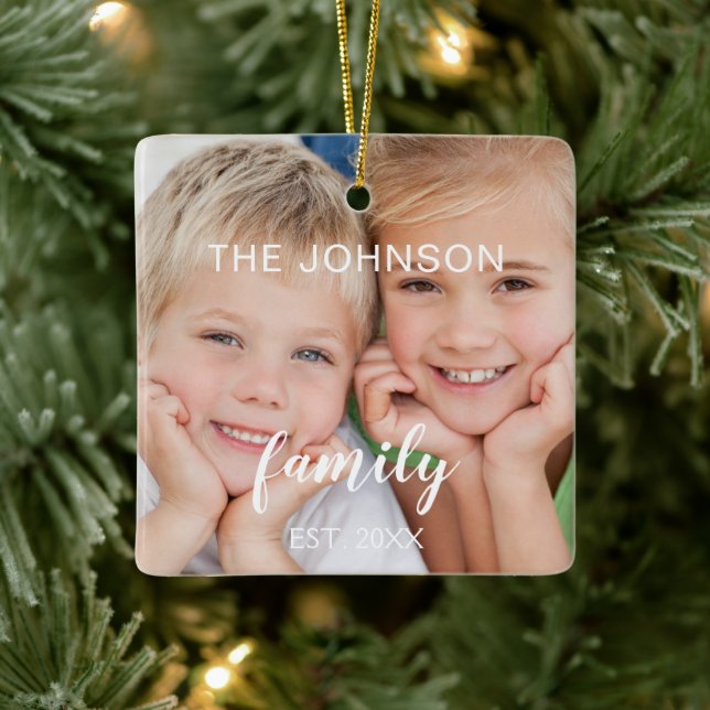 Create Your Own Christmas Family Photo Template Ceramic Ornament (Tree)