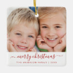 Create Your Own Christmas Family Photo Template Ceramic Ornament<br><div class="desc">Create Your Own Christmas Family Photo Template Ornament with your family name and picture makes a perfect Personalized Christmas Gift. This modern and elegant red and white family photo Christmas ornament makes a great gift for a grandma,  grandpa,  mom or dad.</div>