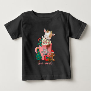 Create Your Own Christmas Goat Hot Cocoa Baby T-Shirt