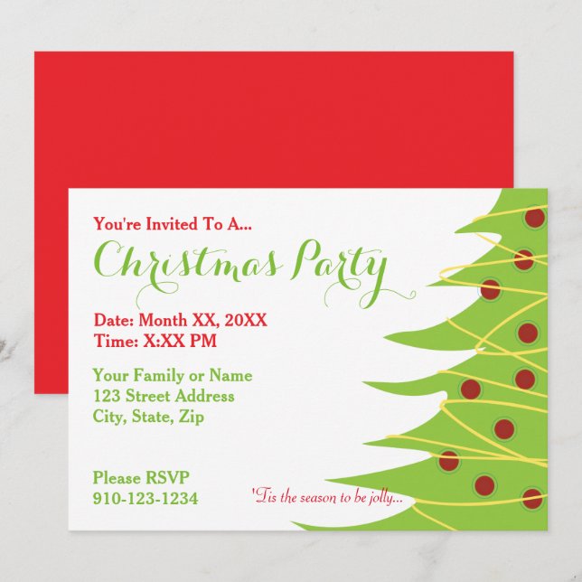 Create Your Own Christmas Party Invitation (Front/Back)