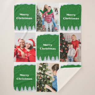 Create Your Own Christmas Photo Collage Sherpa Blanket
