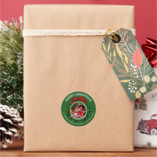 Create your own Christmas photo return address Classic Round Sticker