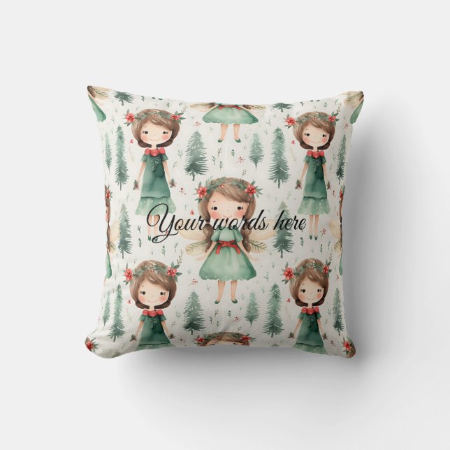 Create Your Own Christmas Pixies Throw Pillow (Front)