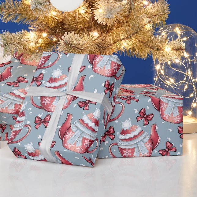 Create Your Own Christmas Tea Pots Wrapping Paper (Holidays)