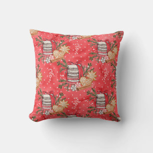 Create Your Own Christmas Treats Red Throw Pillow