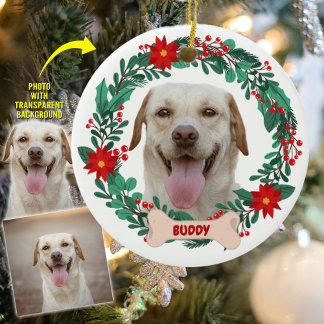 Create Your Own Christmas Wreath with Pet Photo Ceramic Ornament
