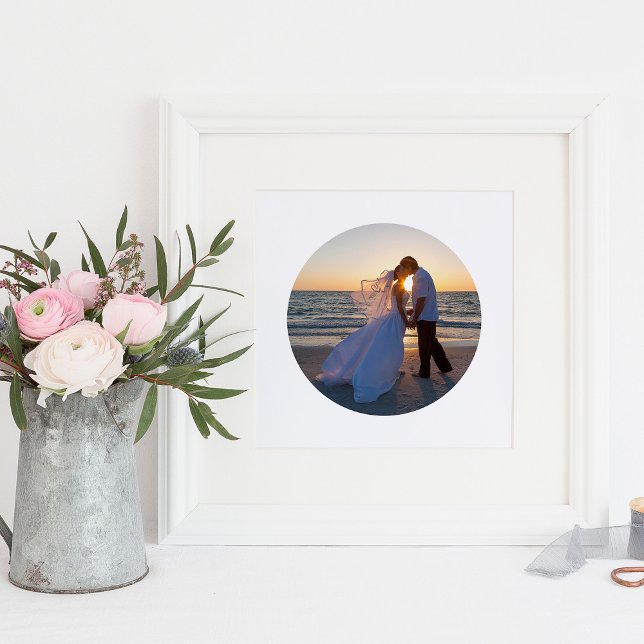 Create Your Own Circle Shape Wedding 8"x8" Photo Print (8x8 Circle Look Wedding Photo)