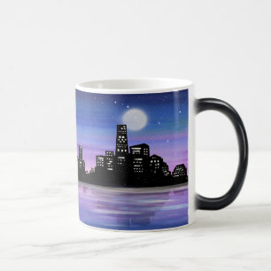Create Your Own City at Night on Water Magic Mug