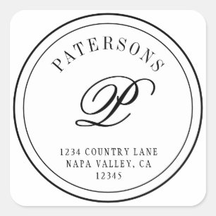 Create Your Own Classic Monogram Return Address Square Sticker