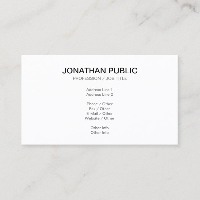 Create Your Own Classy Plain Modern Sleek Design Business Card (Front)