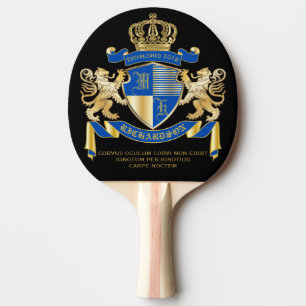 Create Your Own Coat of Arms Blue Gold Lion Emblem Ping Pong Paddle