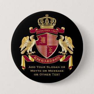 Create Your Own Coat of Arms Red Gold Eagle Emblem 3 Inch Round Button