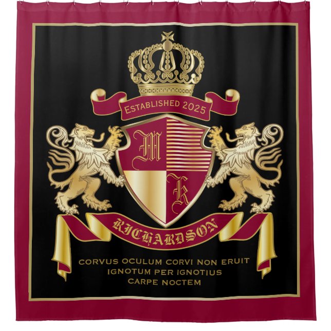 Create Your Own Coat of Arms Red Gold Lion Emblem (Front)
