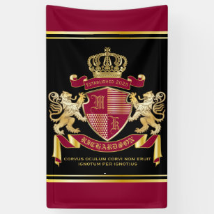 Create Your Own Coat of Arms Red Gold Lion Emblem Banner