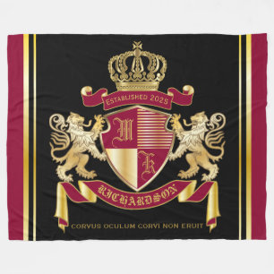 Create Your Own Coat of Arms Red Gold Lion Emblem Fleece Blanket