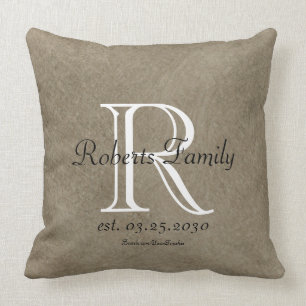 Create Your Own Coffee Faux Leather Monogram Throw Pillow