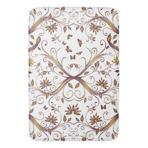 Create Your Own Colour Change Purple Gold Damask Bath Mat