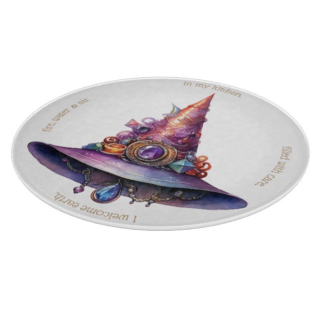 Create Your Own Colourful Bejeweled Witch Hat Cutting Board (Corner)