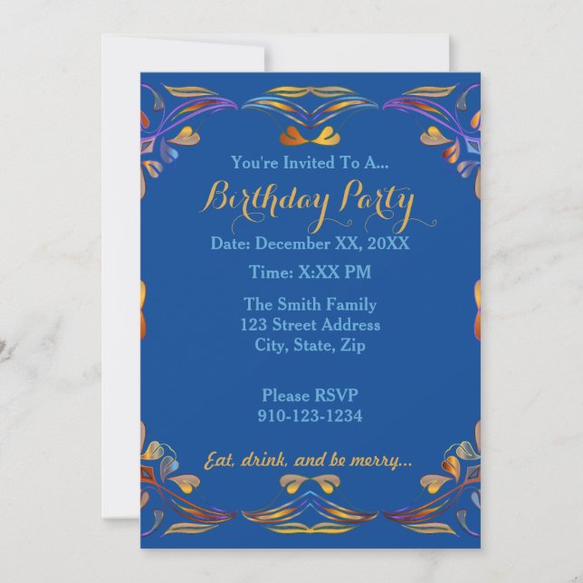 Create Your Own Colourful Birthday Party Invitatio Invitation (Front)