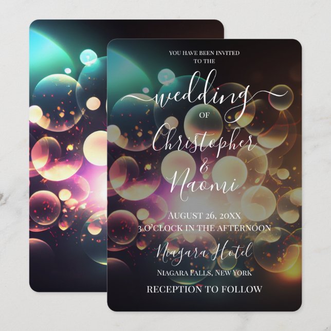 Create Your Own Colourful Bubbles Invitation (Front/Back)