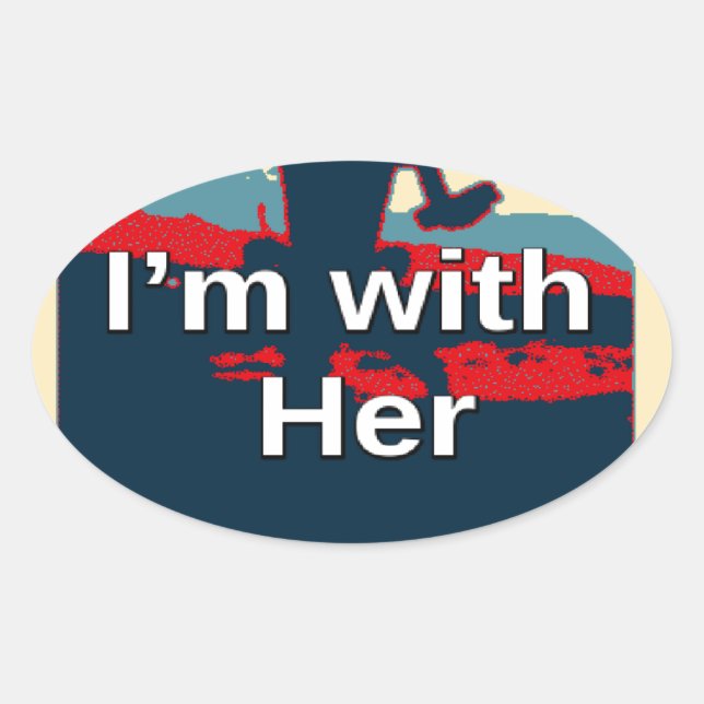 Create Your Own Colourful Change I am With Her   Oval Sticker (Front)