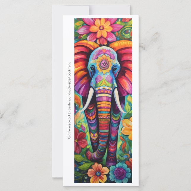 Create Your Own Colourful Elephant Bookmark Card (Front)