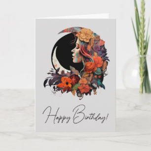 Create Your Own Colourful Floral Boho Moon Holiday Card