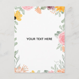 Create Your Own Colourful Floral Border Postcard