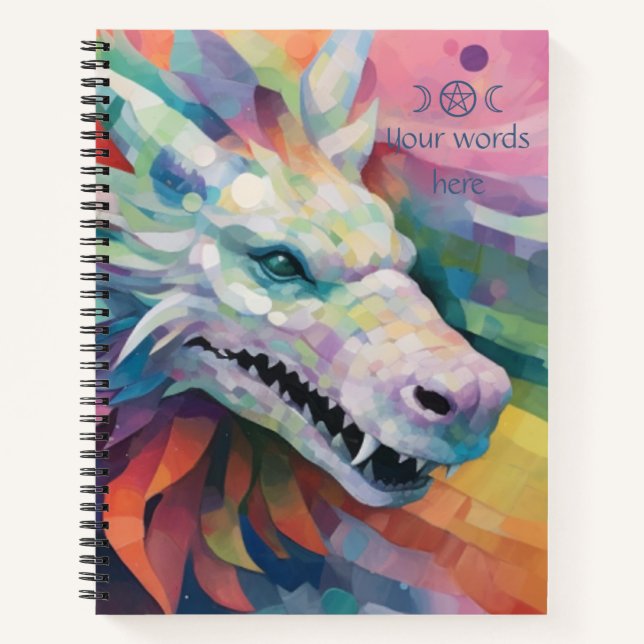 Create Your Own Colourful Kaleidoscope Dragon Notebook (Front)
