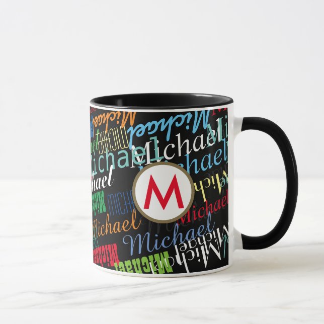 create your own colourful name pattern mug (Right)