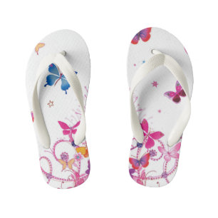 Create Your Own Colourful Water colours butteries Kid's Flip Flops